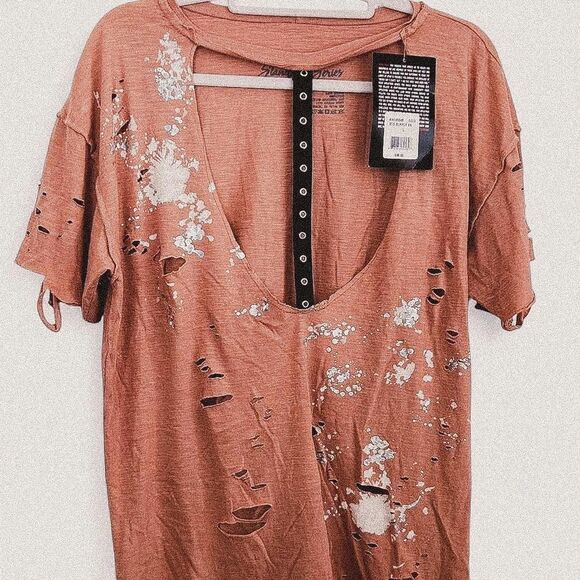 Affliction Y2K Punk Tee | Distressed Alt Grommet Cut-Out Emo Sleaze NEW - Picture 1 of 4